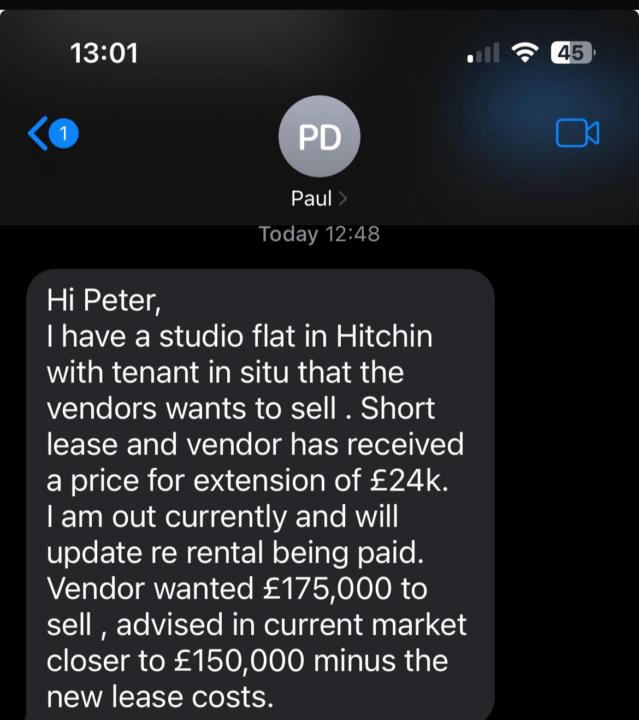 Short Lease studio flat