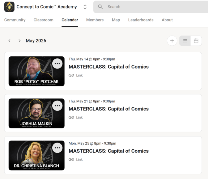 May 2025 Capital of Comics Schedule