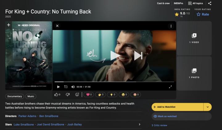 No Turning Back Documentary (on Amazon Prime)