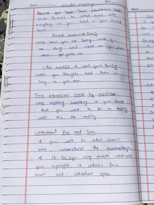 Mental Mastery Class 1 | Hand-Written Notes