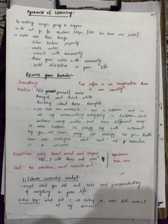 Made notes from lectures 