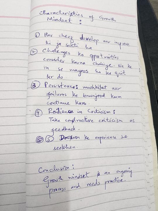 Notes: Characteristics of Growth Mindset 