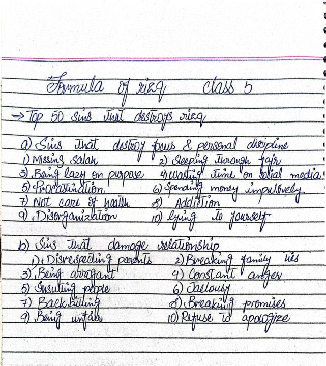 Formula of rizq class 5