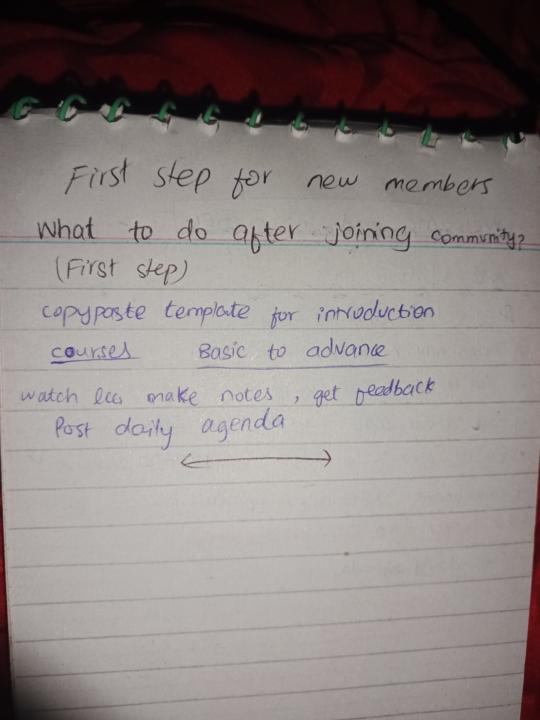 First step for New members