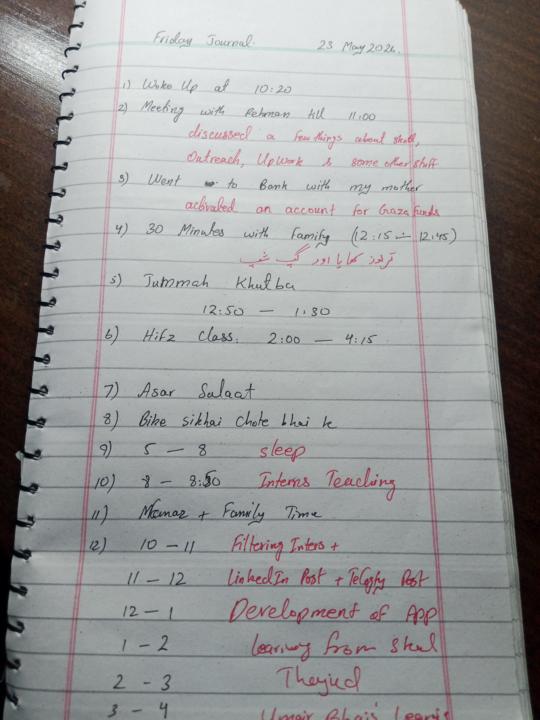 Daily Journal 1 ( dobara shoro kr rha hunbare arse bad)