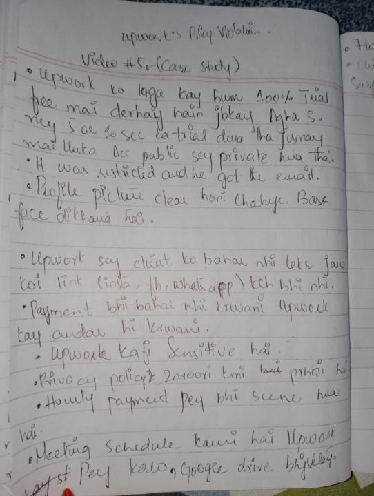 Notes of upwork series