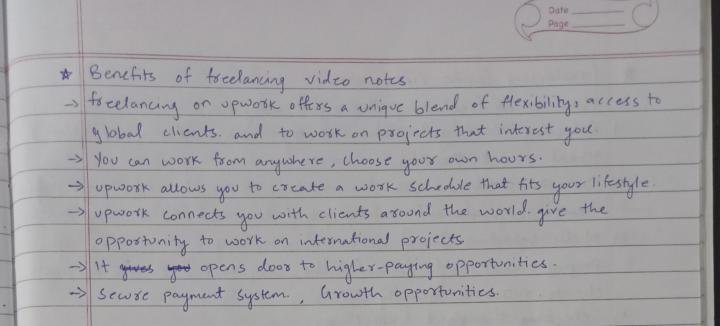 Benefits of freelancing video notes 