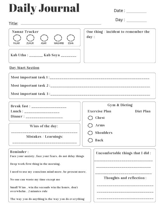 Daily Tracking Template 