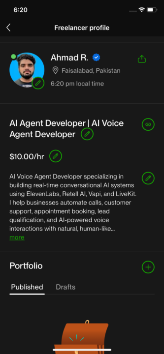 I have created my Upwork profile