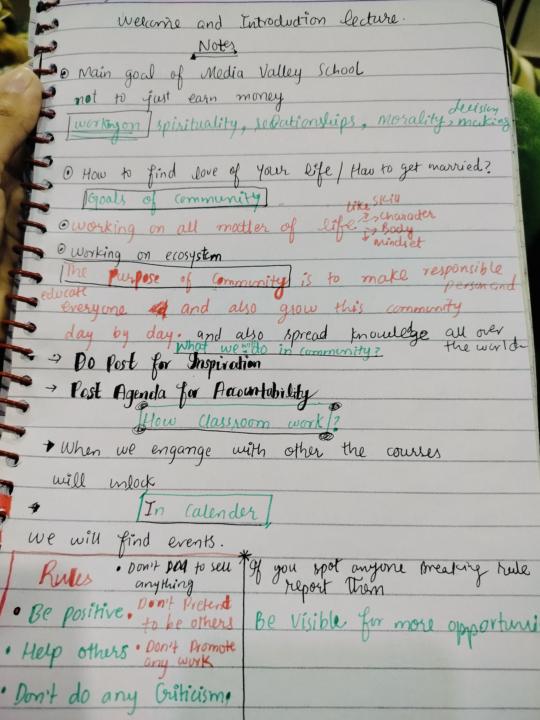  Notes ofWelcome and introduction lecture