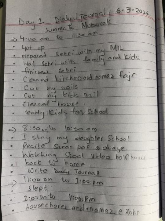 Day 1 daily journal 6-3-2026