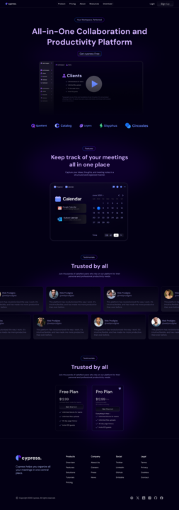 UI/UX Project Completed | Cypress SaaS Landing Page