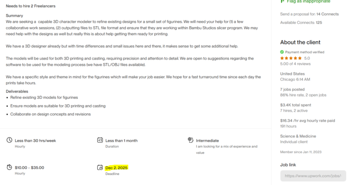 Upwork job with expired deadline red flag or normal?