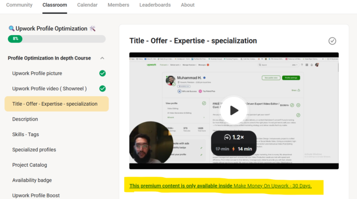 Locked Content in “Upwork Profile Optimization” Module