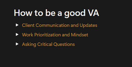 What I learnt from ( how to be a good VA)