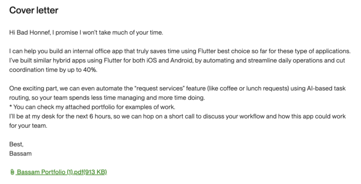 First proposal (Cover letter)