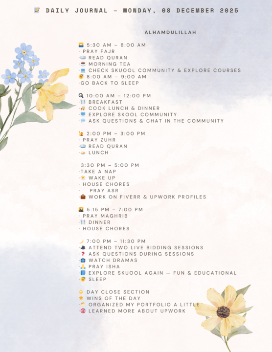 📝 Daily Journal 01– MONDAY, 08 DECEMBER 2025
