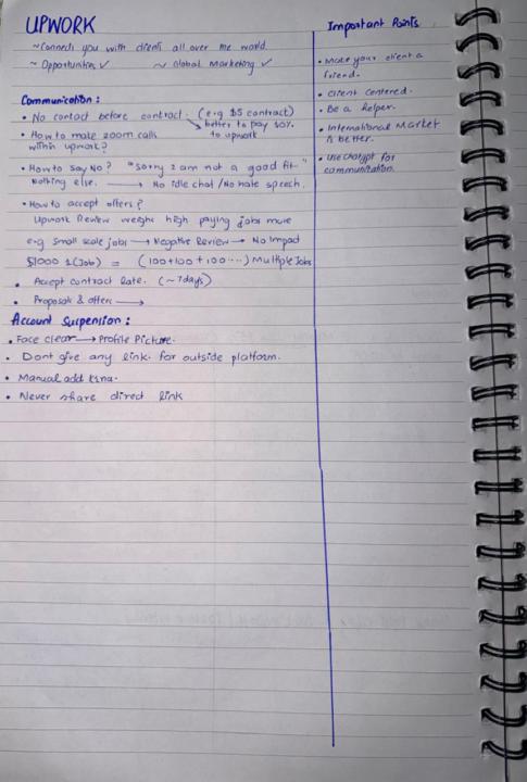 Notes- Upwork 