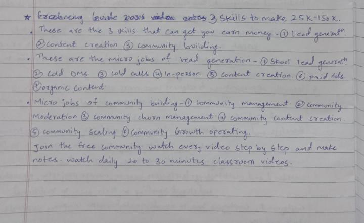 3 skills to make 25k - 150k video notes 