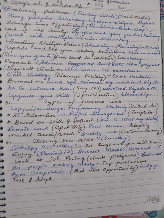 Notes of Freelancing problems, types of freelancing