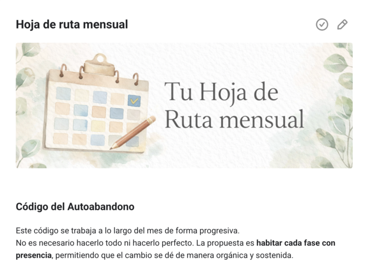 Tu hoja de ruta mensual