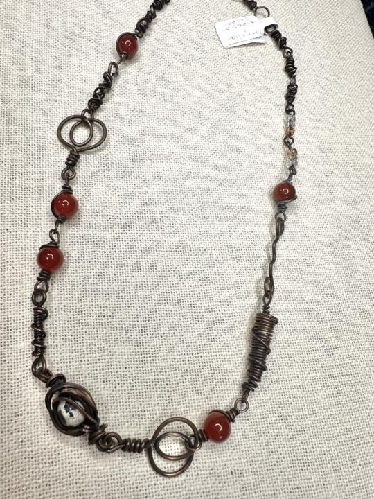 Handwrapped links - copper and crystal