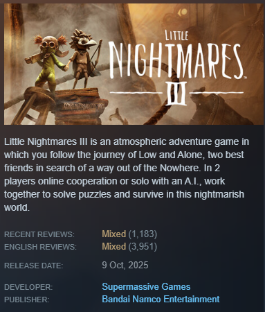 Que onda con el hate al little nightmares 3