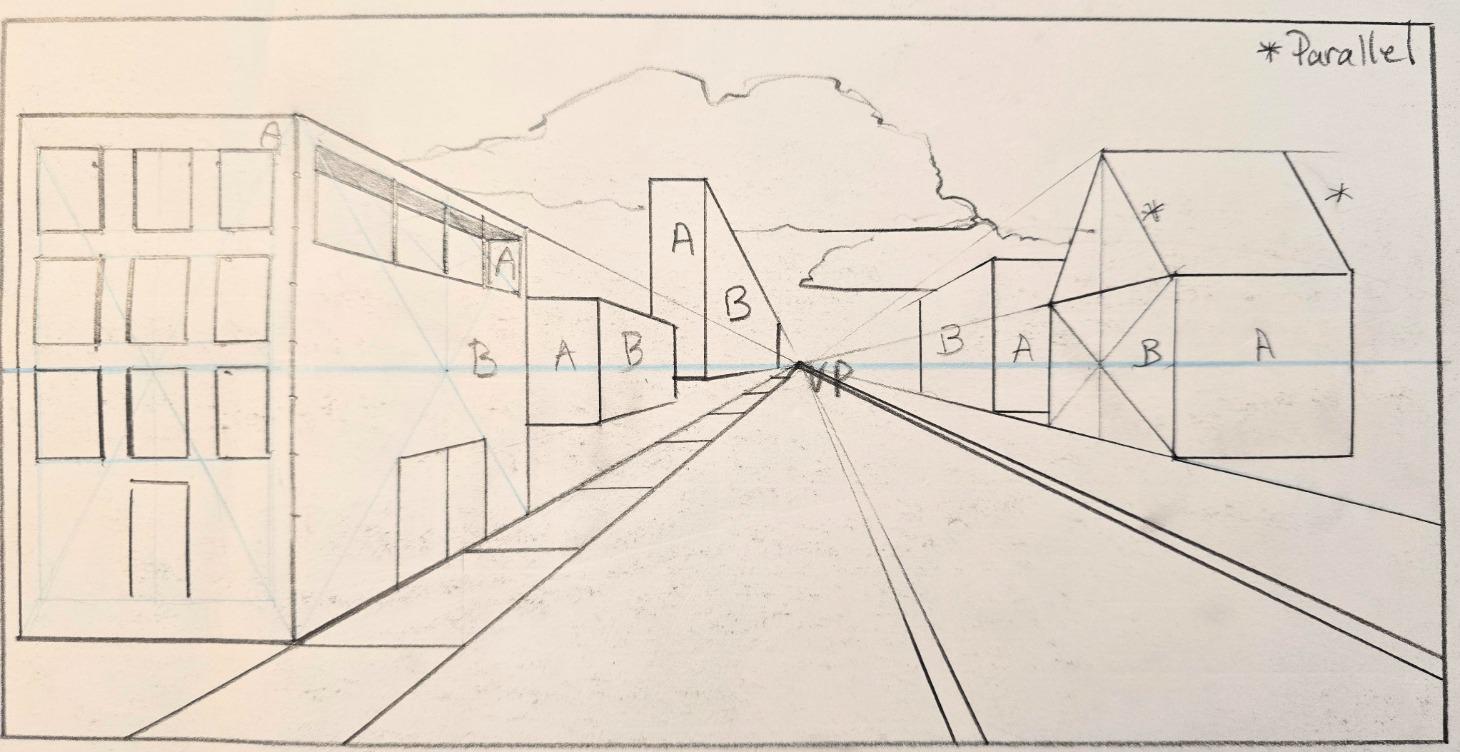 1 Pt. Linear  Perspective Video 5 Sloped Roofs +
