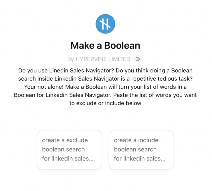 Linkedin Sales Navigator chatGPT app