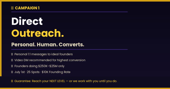 Real talk — I'm doing personal outreach this week. 