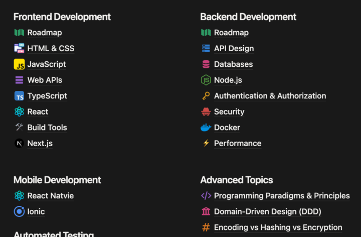 New sections in the Senior Dev Accelerator