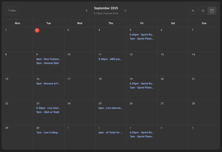New events for this month