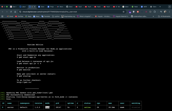Backend Delpoyed on teh DigitalOcean Droplet