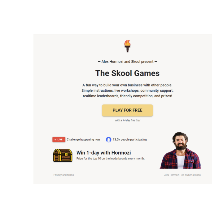 Alex Hormozi Skool Games [14-Day FREE Trial]