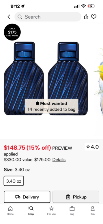 Macy has 15 percent off