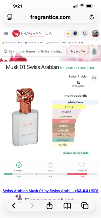 SOTD: Swiss Arabian Musk 01