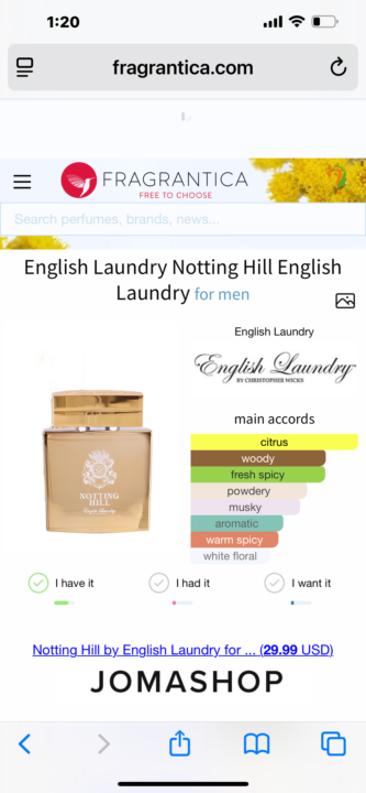 SOTD: English Laundry Notting Hill