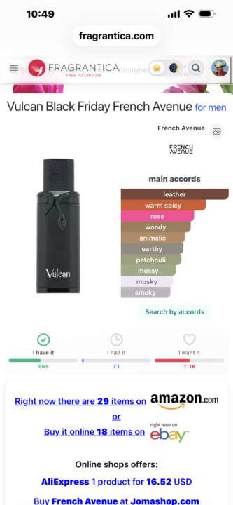 SOTD: French Avenue Vulcan Black Friday