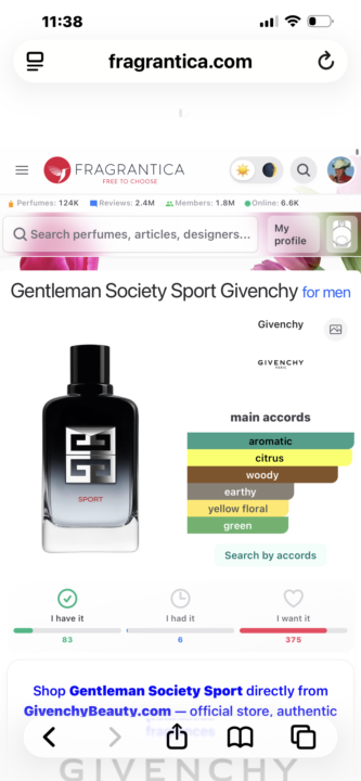 SOTD: Gentleman Givenchy Society Sport