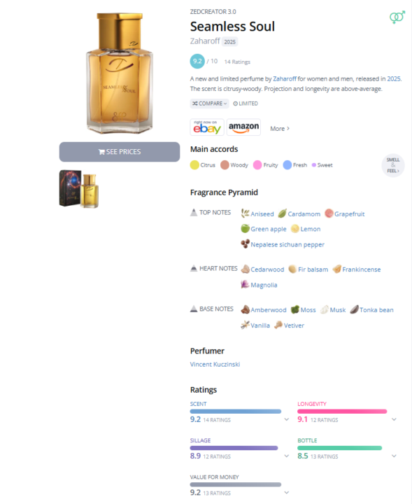 SOTD Seamless Soul by Zaharoff (Perfumer Vincent Kuczinski)