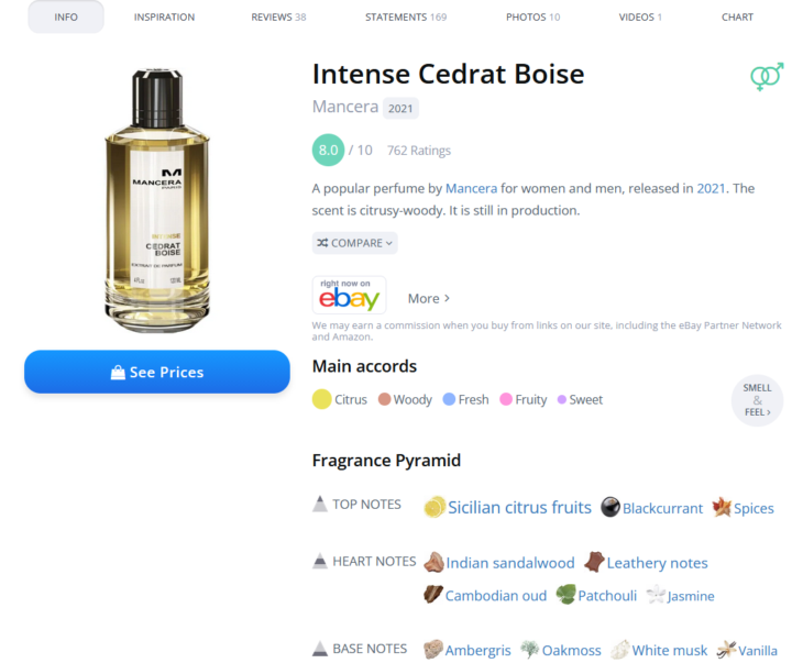 SOTD: Intense Cedrat Boise Mancera