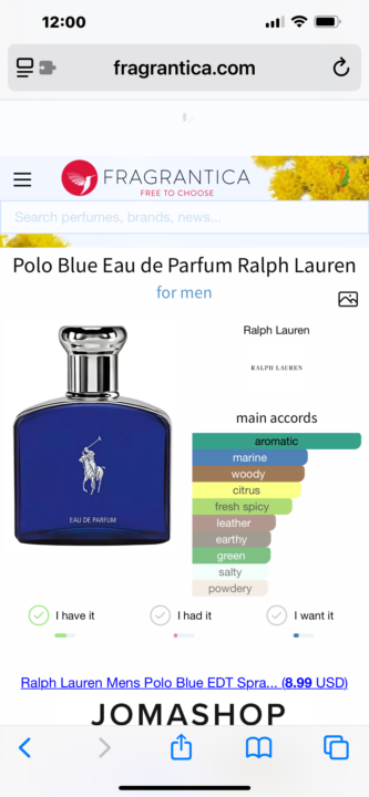 SOTD: Polo Blue EDP by Ralph Lauren