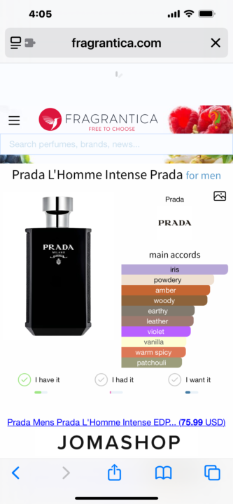 SOTD: Prada L’homme Intense