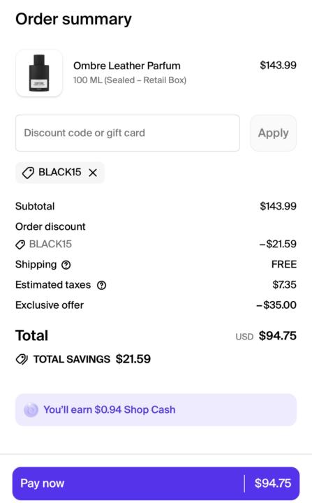 The Parfums $35 off + 15% off