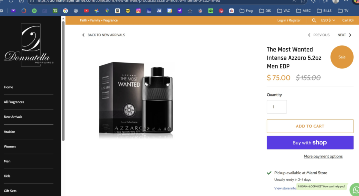 Azzaro TMW $75 for 5.2 oz!