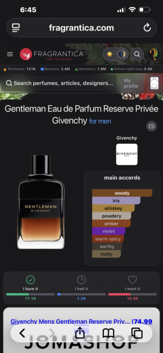 SOTD: Gentleman Givenchy Reserve Privee