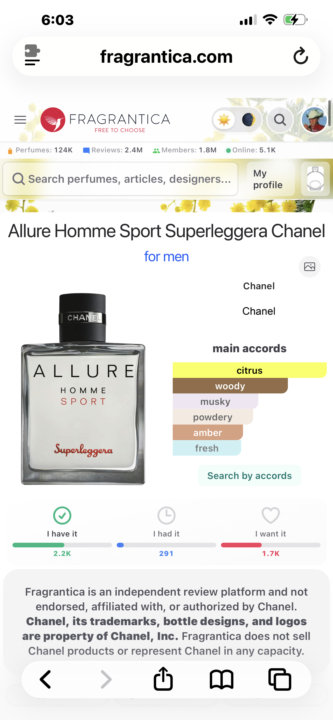 SOTD: Chanel Allure Homme Sport Superleggera