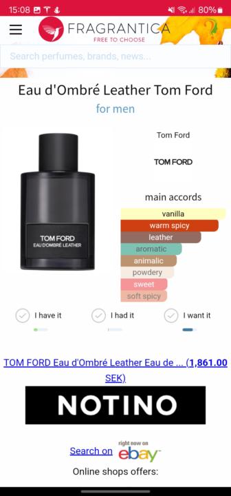 New Tom Ford Eau d'Ombré Leather