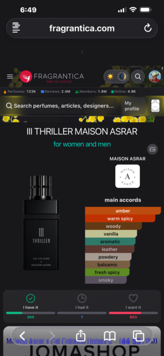 SOTD: Maison Asrar Thriller III Cal Cologne