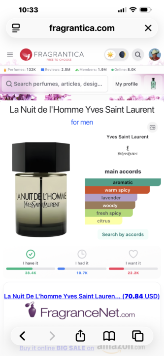 SOTD: YSL La Nuit d’Homme EDT